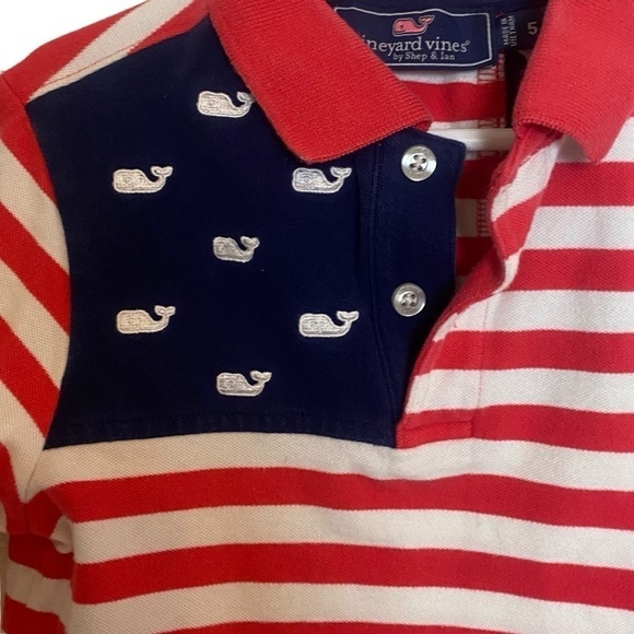 Vineyard Vines Patriotic Red White & Blue boys Polo Shirt sz 5 - Picture 5 of 6